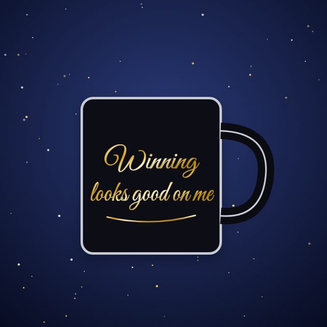 Design mock-up: Winning Looks Good On Me Gold Mug (metallic gold)