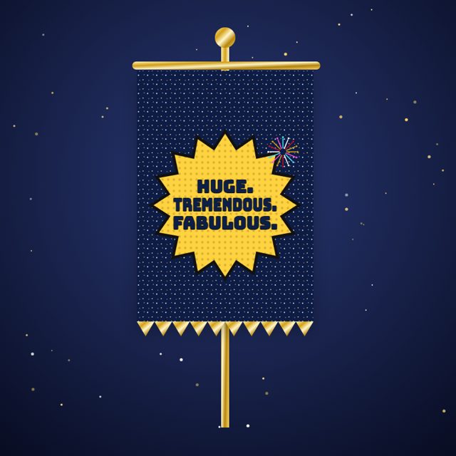 Design mock-up: Huge Tremendous Fabulous Garden Flag (printed sparkle effect)