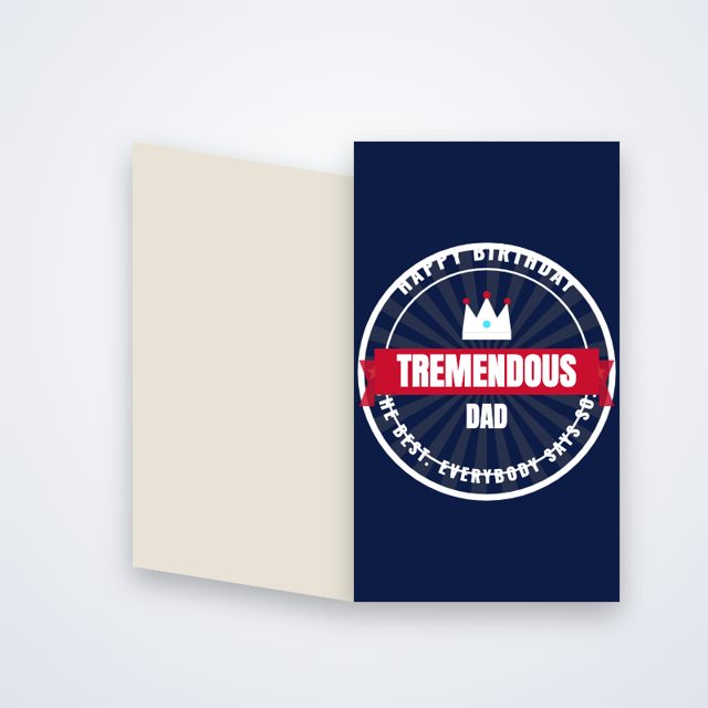 Design mock-up: Tremendous Dad Birthday Card (print)