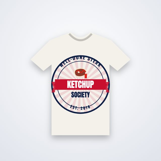 Design mock-up: Well-Done Steak & Ketchup Society Tee (vintage print)