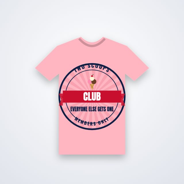 Design mock-up: Two Scoops Club Tee (print)