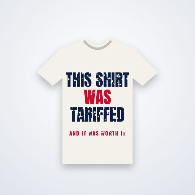 Design mock-up: This Shirt Was Tariffed Tee (distressed print)