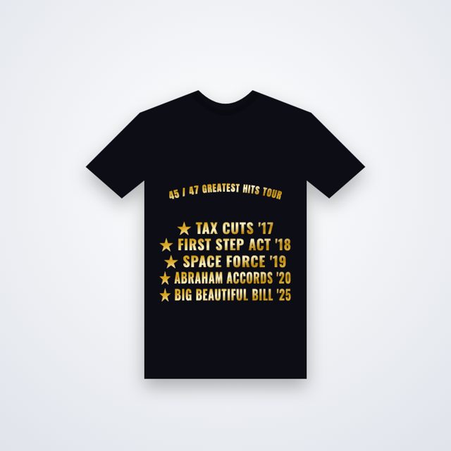 Design mock-up: 45/47 Greatest Hits Tour Tee (gold foil)