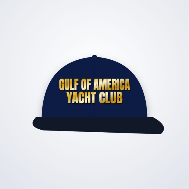Design mock-up: Gulf of America Yacht Club Cap (gold-tone 3D puff)