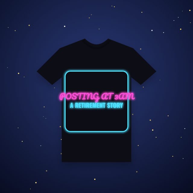 Design mock-up: Posting at 3 AM Neon Tee (print)