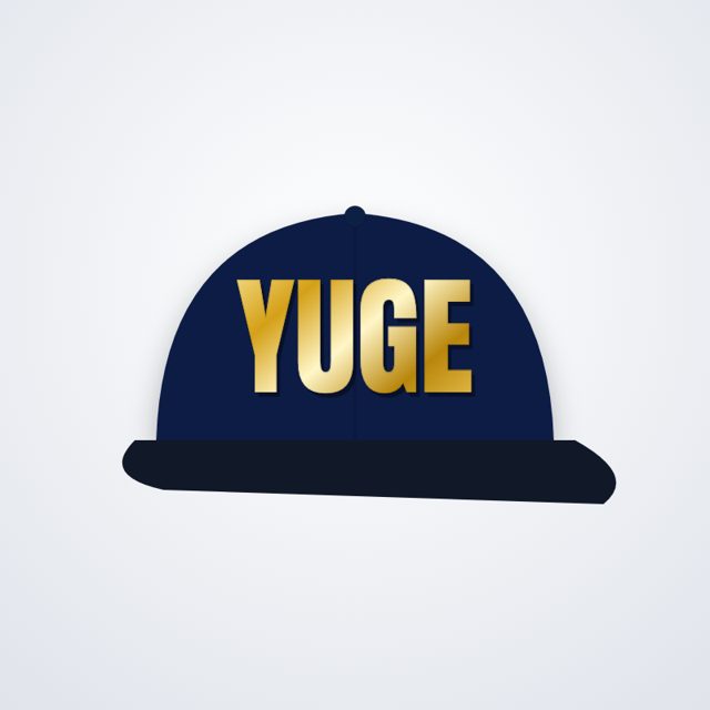 Design mock-up: YUGE 3D-Puff Cap (gold-tone 3D puff)