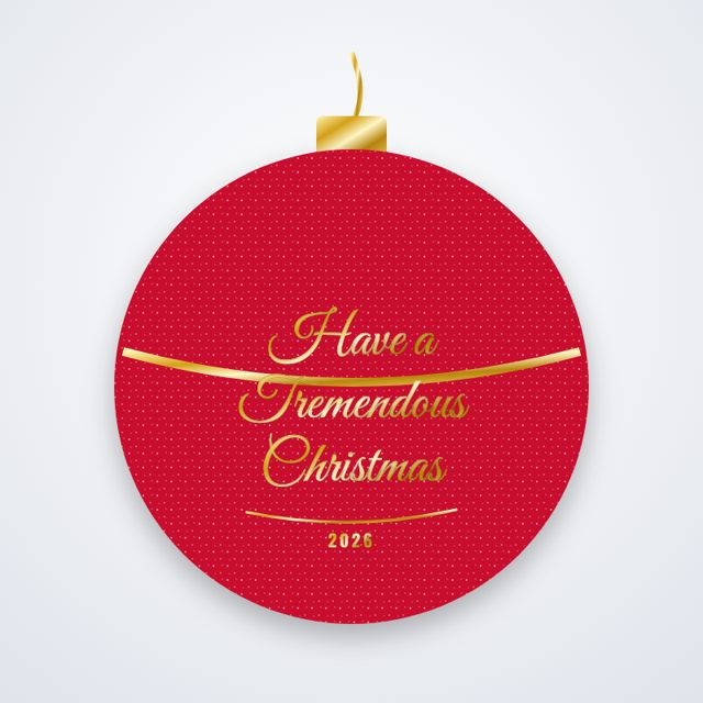 Design mock-up: Tremendous Christmas Ornament (gold foil)
